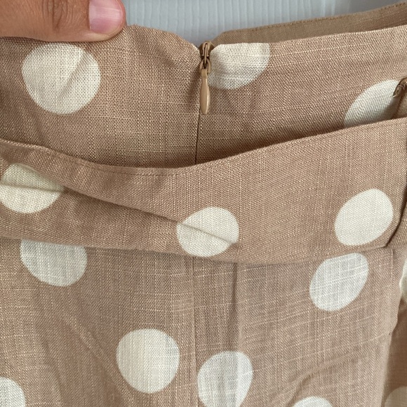NWT Zara Linen Blend Polka Dot Midi Skirt w/ Slit - Picture 4 of 7